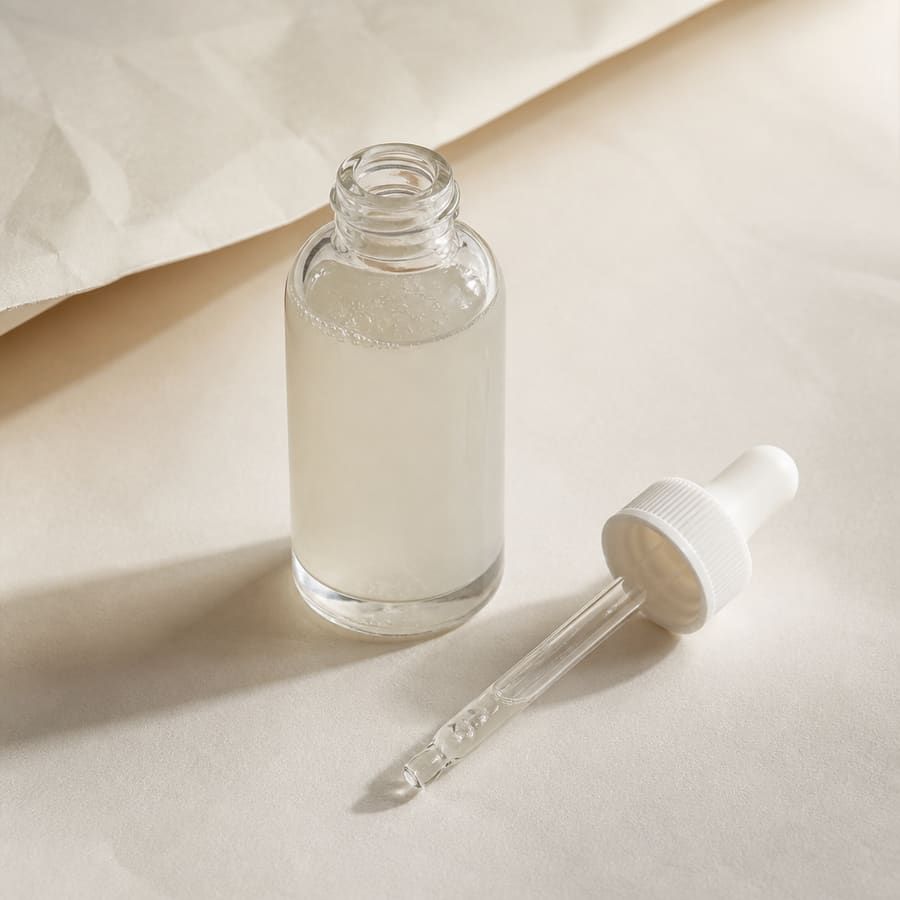Editorial serum still-life for The Ordinary Niacinamide 10% + Zinc 1%