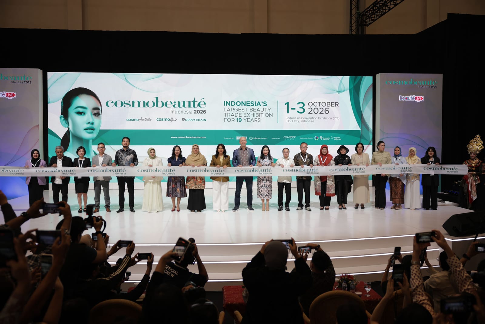 The opening ceremony of Cosmobeauté Indonesia 2026, ICE BSD City, 1 October 2026.