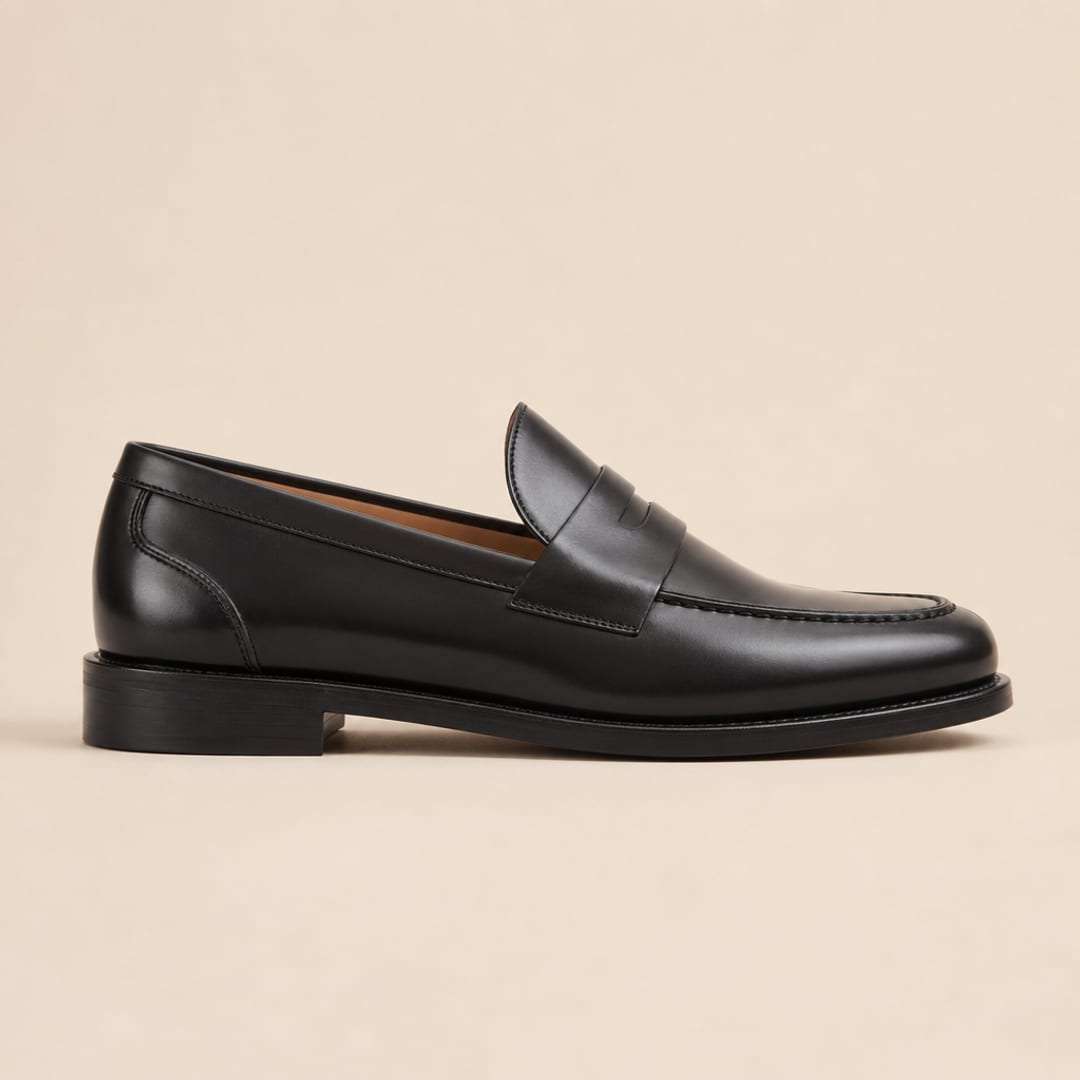 Editorial reference still-life for Marie H loafer (reference) — The Row silhouette study (AI-generated; not an official product photo)