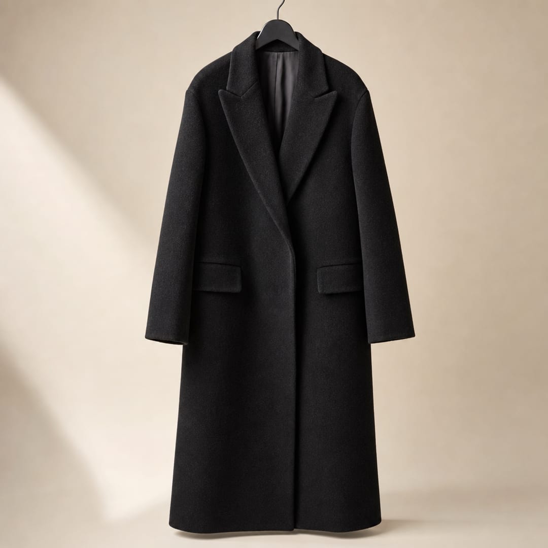 Editorial reference still-life — long coat silhouette study